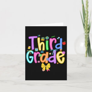 Third Grade Back To School Girls Bow 3rd Grade Tea Card
