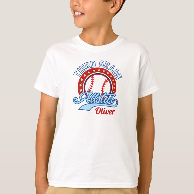 Third Grade Baseball All Star Back to School T-Shirt (Front)