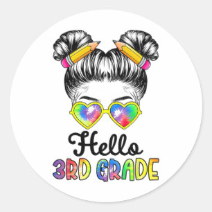 Third Grade Ck To School - Hello 3rd Grade Messy B Classic Round Sticker