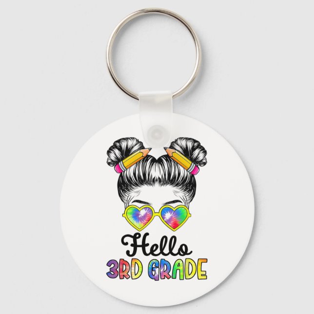 Third Grade Ck To School - Hello 3rd Grade Messy B Keychain (Front)