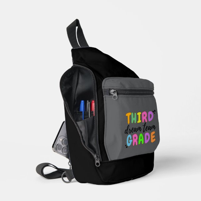 Third Grade, Classic Back to School Students Gift Sling Bag (Open)