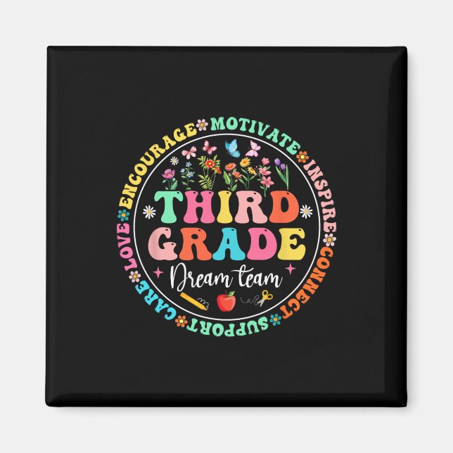 Third Grade Dream Team Back To School Teacher Love Magnet (Front)