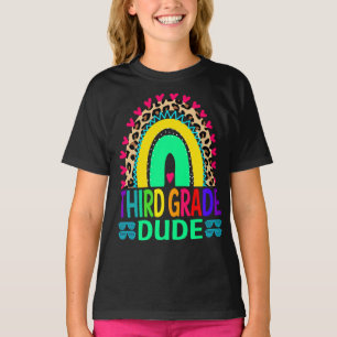 Third Grade Dude Rainbow Leopard Back To School  T-Shirt