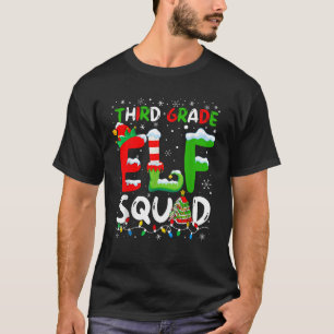 Third Grade ELF Squad Funny Christmas ELF Student  T-Shirt