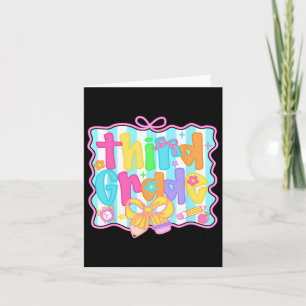Third Grade Girls Back To School Bow Cute Coquette Card