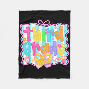 Third Grade Girls Back To School Bow Cute Coquette Fleece Blanket
