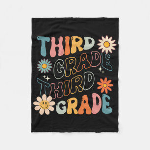 Third Grade Groovy Byck To School Team Teacher Stu Fleece Blanket
