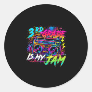 Third grade is jam retro back to school teacher classic round sticker