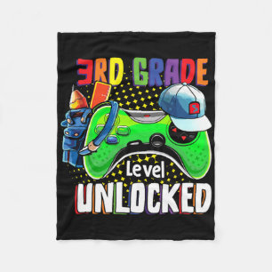 Third Grade Level Unlocked Ck To School Video Game Fleece Blanket