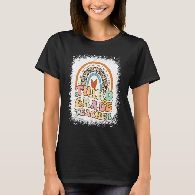 Third Grade Rainbow Bleached Retro Back To School  T-Shirt (Front)