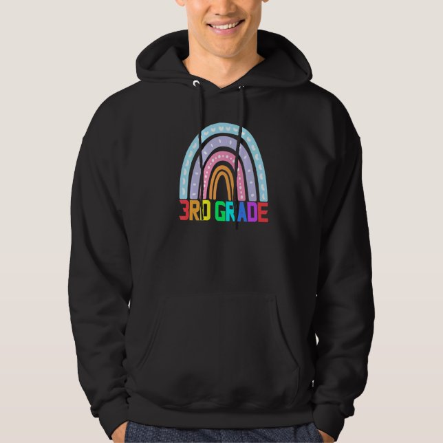 Third Grade Rainbow Girls Boys Teacher Team 3rd Gr Hoodie (Front)