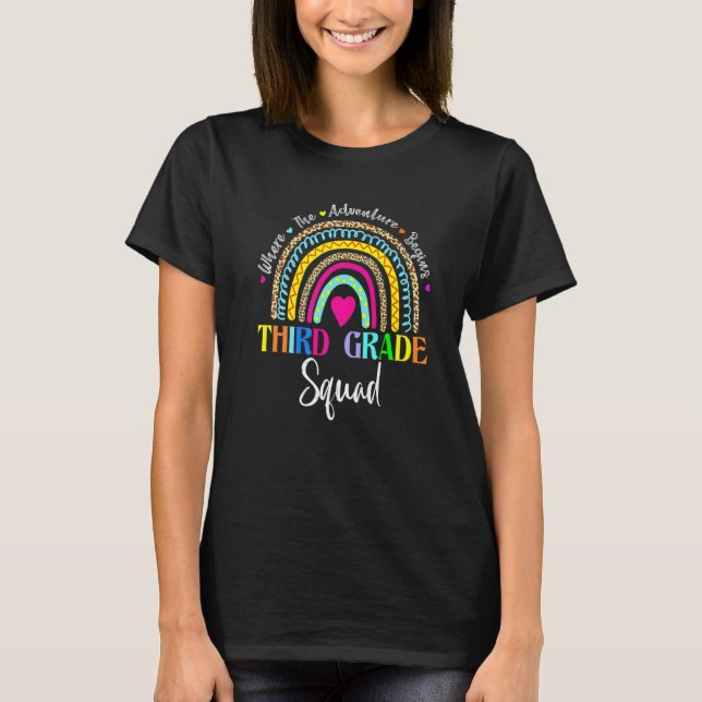 Third Grade Rainbow Leopard Teacher Kid Team 3rd G T-Shirt (Front)