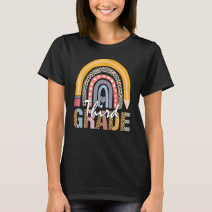 Third Grade Rainbow Teacher Team Kinder Squad Leop T-Shirt