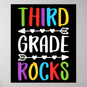 Third Grade Rocks Back To School Boy Girl Teacher Poster
