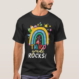 Third Grade Rocks Rainbow Kids Girls Teacher Back T-Shirt