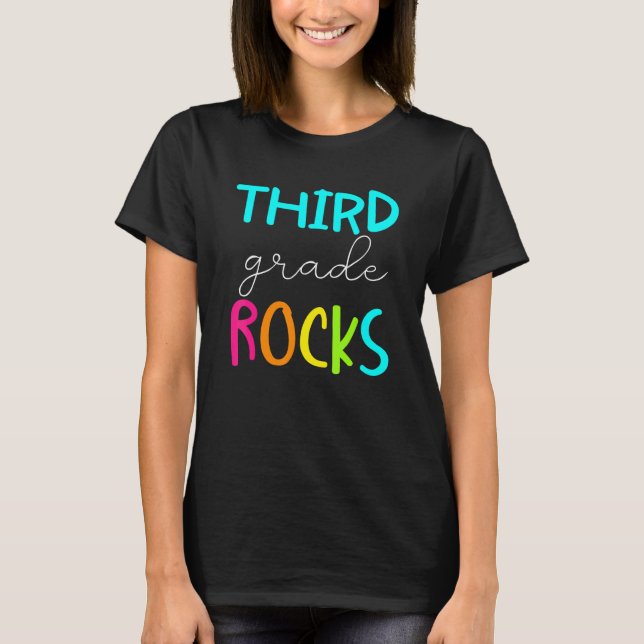 Third Grade Rocks  Team 3rd Grade Teacher 1 T-Shirt (Front)