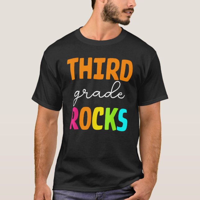 Third Grade Rocks  Team 3rd Grade Teacher T-Shirt (Front)
