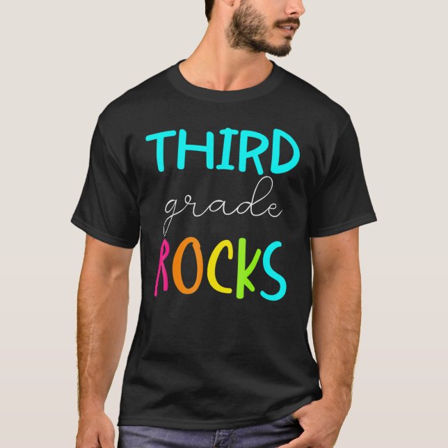 Third Grade Rocks   Team 3rd Grade Teacher T-Shirt (Front)