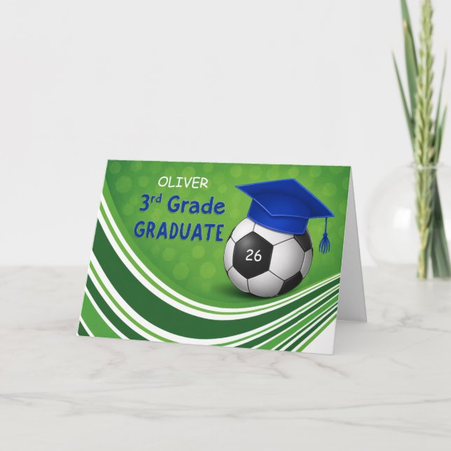 Third Grade Soccer Graduation Personalize Name Num Card (Front)