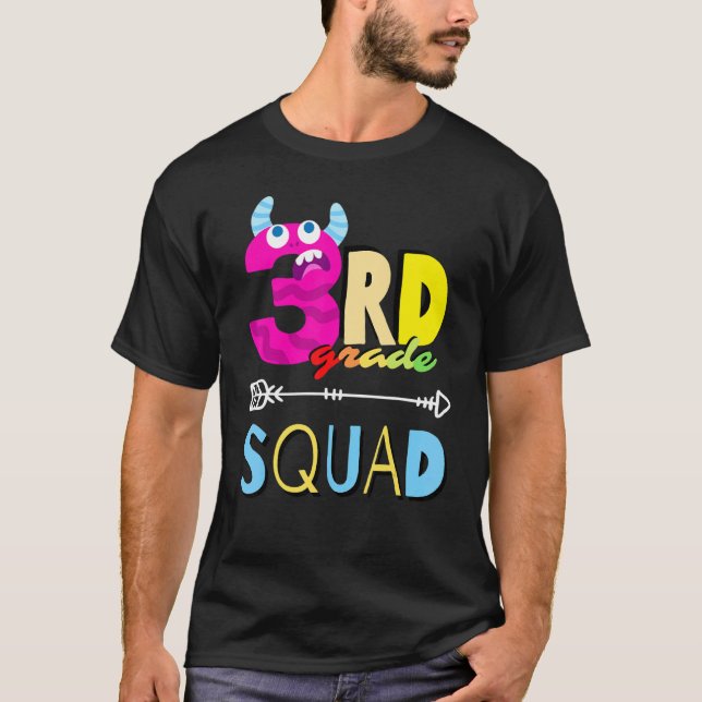 Third Grade Squad 3rd Monsters Back To School Teac T-Shirt (Front)