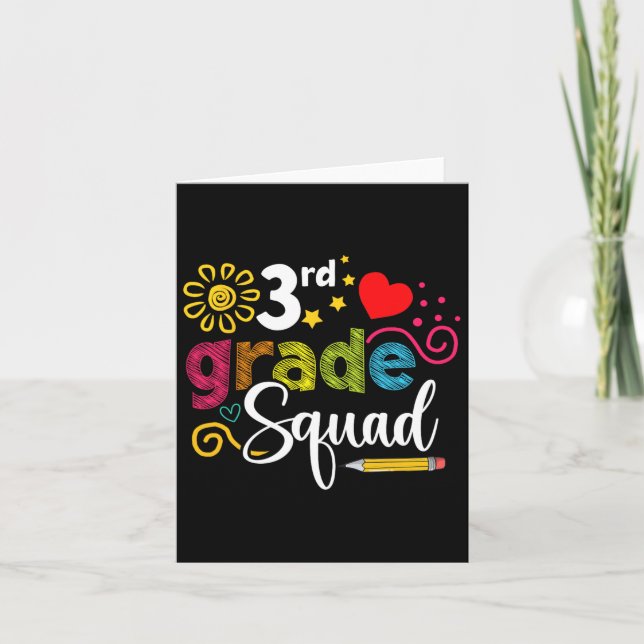 Third Grade Squad Byck To School 3rd Grader Teache Card (Front)