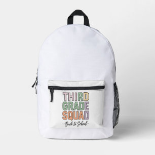 Third Grade Squad Teachers Kids 3rd Grade Printed Backpack
