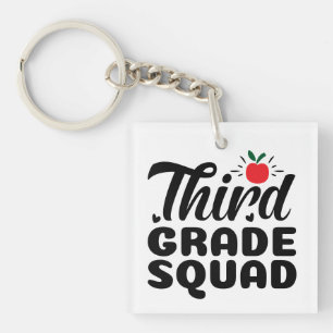 Third Grade Squad Wordart Keychain