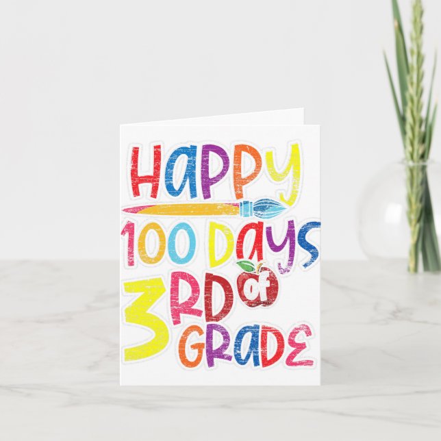 Third Grade Student Kids Gift 100 Days Of School  Card (Front)