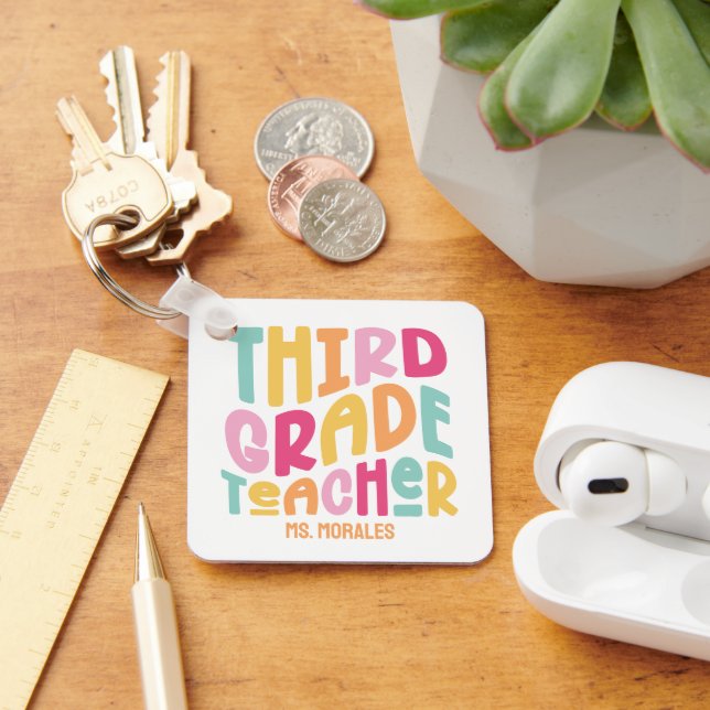 Third Grade Teacher Appreciation Colourful Keychain (Desk)
