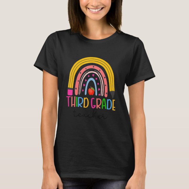 Third Grade Teacher Back To School Boho Rainbow Le T-Shirt (Front)