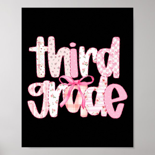 Third Grade Teacher Cute Back To School Coquette B Poster (Front)