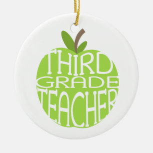 Third Grade Teacher Green Apple Ornament