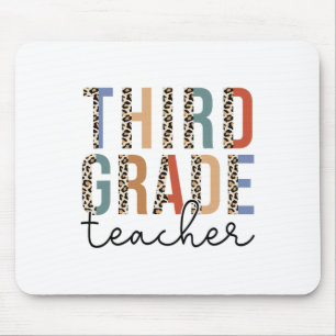 Third Grade Teacher Leopard Happy First Day Of Sch Mouse Pad