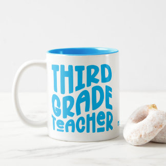 Third Grade Teacher Light Blue Typography Design Two-Tone Coffee Mug