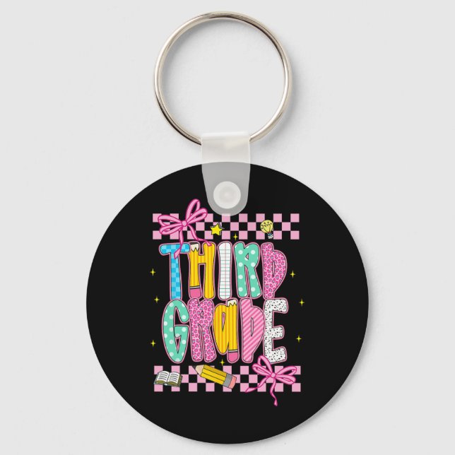 Third Grade Teacher Student Back To School Happy F Keychain (Front)