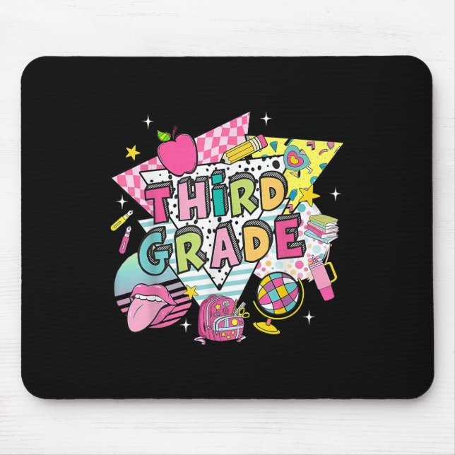Third Grade Teacher Student Back To School Happy F Mouse Pad (Front)