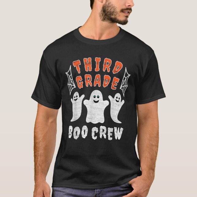Third Grade Teacher Student Gift Halloween Ghost B T-Shirt (Front)