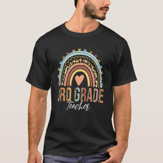 Third Grade Teacher Teach Love Inspire Boho Rainbo T-Shirt