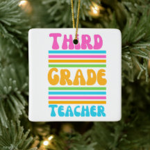 THIRD GRADE TEACHER Virbrant Colours Bubble Font