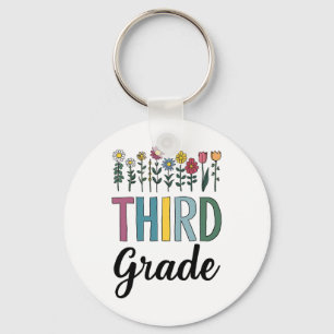 Third Grade Teacher Wildflower Back To School Flor Keychain