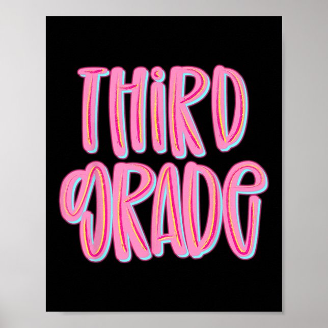 Third Grade Team 3rd Grade Teachers Students Back  Poster (Front)