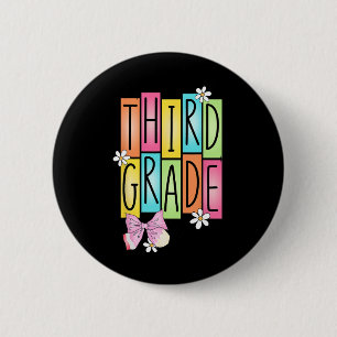 Third Grade Team Retro Coquette Back To School Gir 2 Inch Round Button