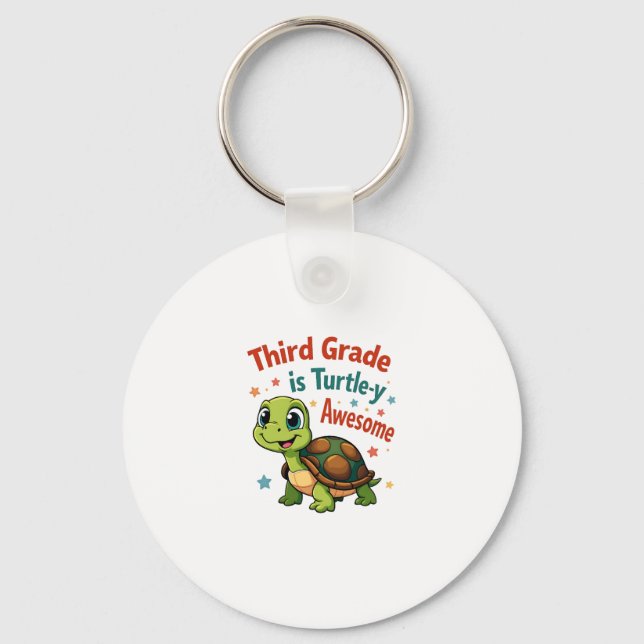 Third grade Turtle-y Awesome 3rd Grade Back to Sch Keychain (Front)