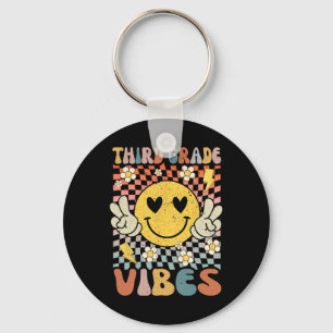 Third Grade Vibes 3rd Grade Retro Teacher 1st Day Keychain