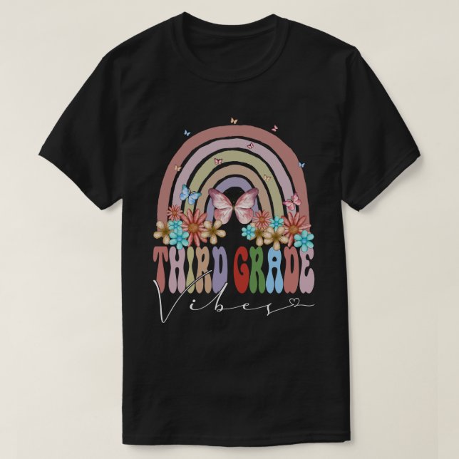 Third Grade Vibes Back To School Rainbow Retro Gro T-Shirt (Design Front)