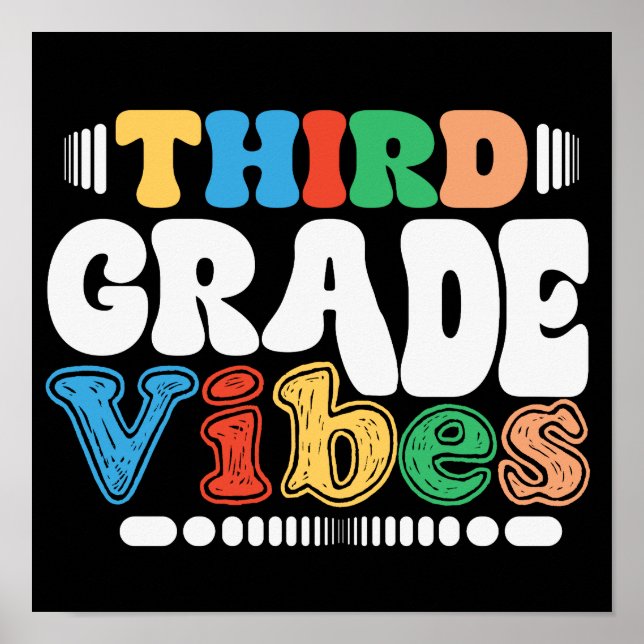 Third Grade Vibes Back To School Student Teacher Poster (Front)