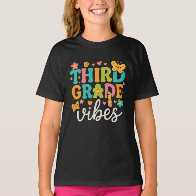 Third Grade Vibes - Cute Back to School  T-Shirt (Front)
