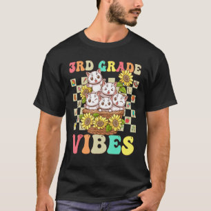 Third Grade Vibes Cute Cat Back To School Retro 3r T-Shirt