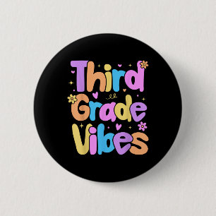 Third Grade Vibes Kids Back To School Preppy Graph 2 Inch Round Button