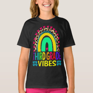 Third Grade Vibes Rainbow Leopard Back To School  T-Shirt